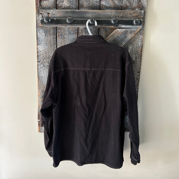 Men's Levi's Silver Tab Snap Button Long Sleeve Collared Shirt Black - Picture 2 of 4
